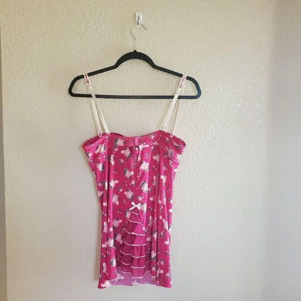 Jessica Simpson Womens Teddy Pink M Floral Padded Underwire Sexy Baby Doll